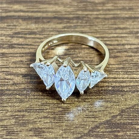 14K Gold and CZ Statement Ring - Size 5