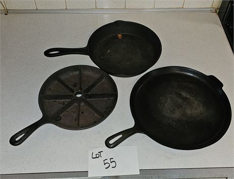 11" Cast Iron Skillet, Lodge Cornbread Pan & More