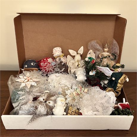 Box of Mixed Ornaments-Vintage, Modern, Glass/Crystal, Etc.