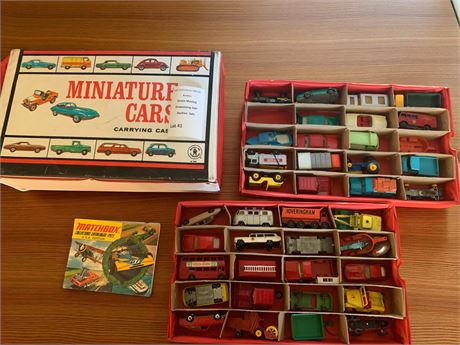 Vintage Matchbox Miniature Cars and Carrying Case