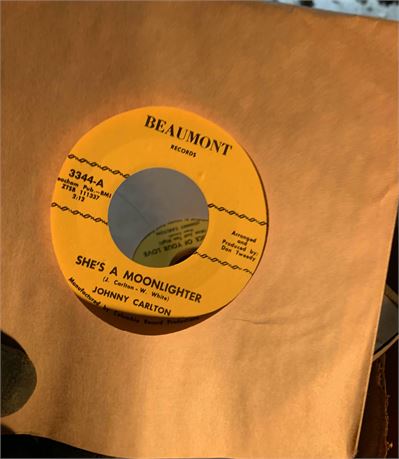 45 RPM Records - She's a Moonlighter, The Price of Your Love By Johnny Carlton
