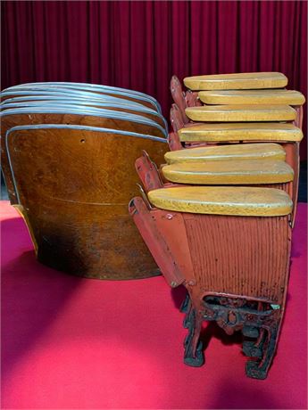 Goodyear Theater Cinema Chairs Frames (No Seats/Cushions) - Row of 6 (Vintage)