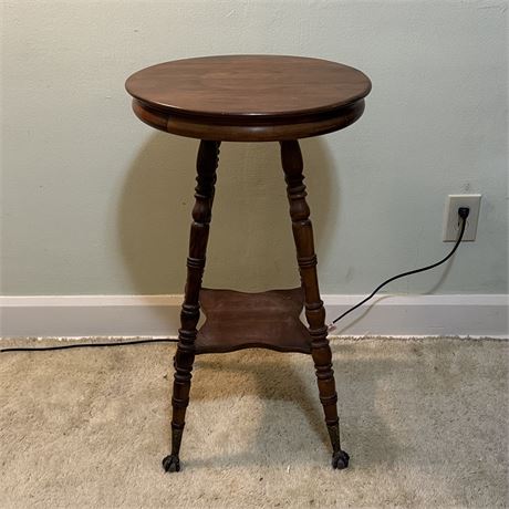 Antique Ball and Claw Foot Accent Table - 18"D x 30"T
