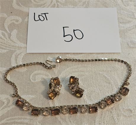 Vintage Weiss Necklace And Clip Earring Set