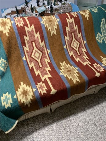 Throw Blanket Lot - Southwest Boho Mohave Aztec Wool Throw - 2 Sided