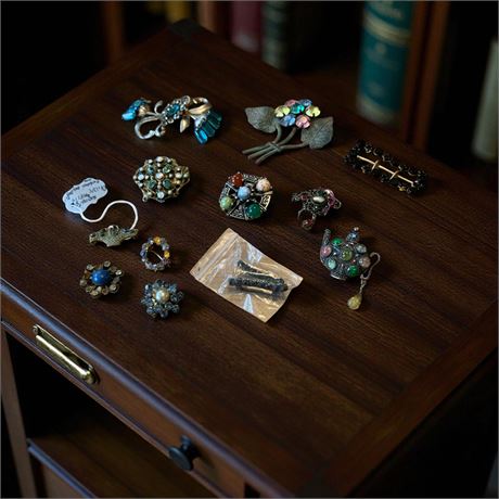 Antique Chinese Silver & Enamel Teapot Brooch, Antique Austro-Hungarian Brooch