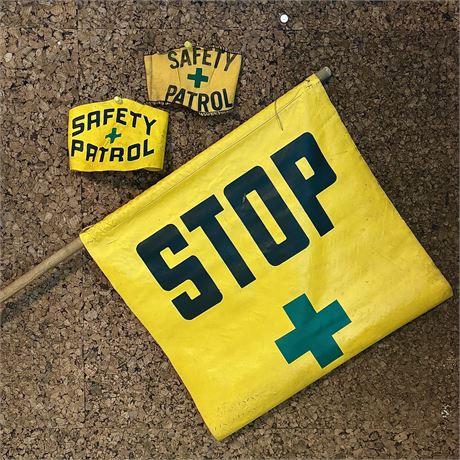 Vintage Safety Patrol Crossing Guard Sign and Post