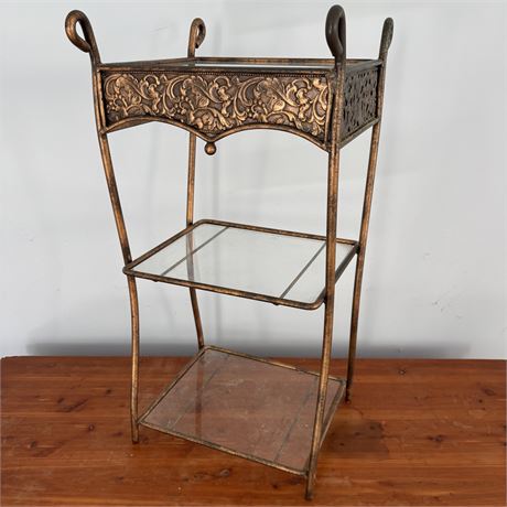 3-Tier Glass and Metal Vintage Plant Stand