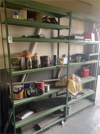 Green Metal Shelving Unit WContents