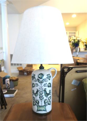 Ceramic Painted, Signed Lamp