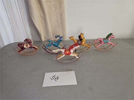 Vintage Embroidered Silk/Satin Rocking Horse Ornament Lot