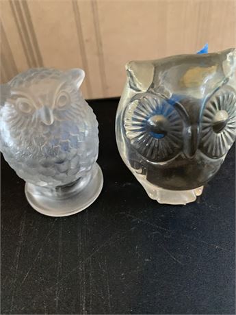 Pifco Frosted Glass Owl Light (Top Only) Made In England & Fenton Frosted Clear