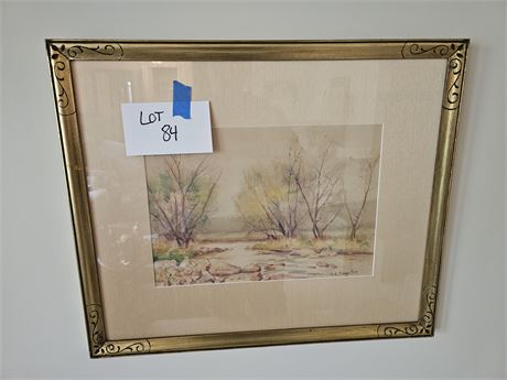 Signed J.L.Sangster Watercolor Field & Stream Art