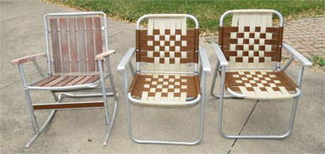 2 Folding Chairs, Redwood Rocker