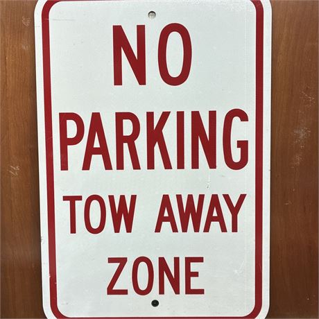 No Parking Tow Away 18 x 12" Metal Road Sign - Like New/Unused