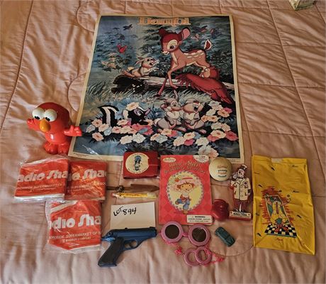 Mixed Vintage Toys Lot - Strawberry Shortcake, Elmo, McDonald's Flashlight