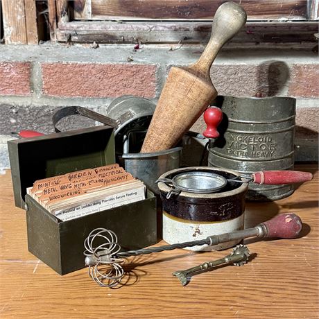 Collection of Primitive and Vintage Kitchen Items