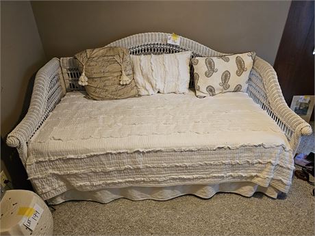 White Wicker Daybed & Bedding