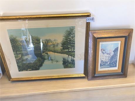 Framed Art Set: Place de la Palud in Lausanne & Scenic Landscape
