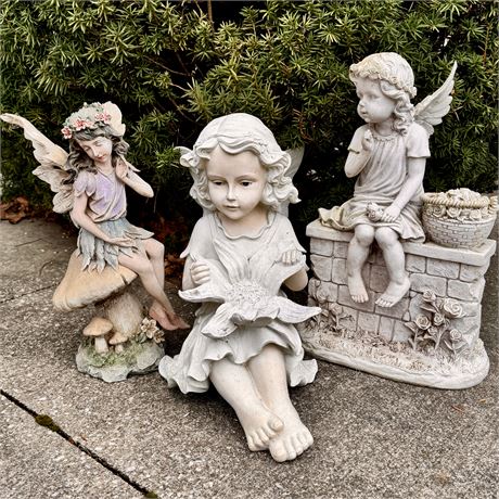 Collection of Decorative Lawn and Garden Resin Fairies