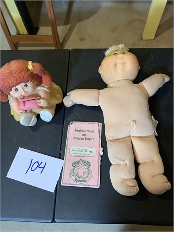 Vintage Cabbage Patch Doll and Cabbage Doll Bank