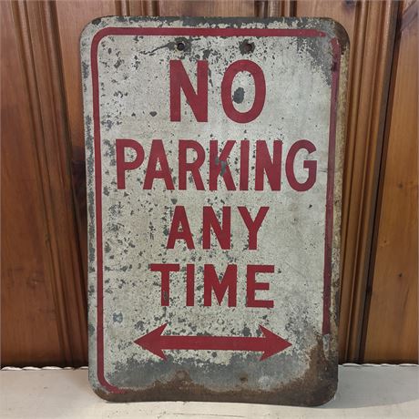 "NO PARKING ANY TIME" Vintage Pressed Steel Sign