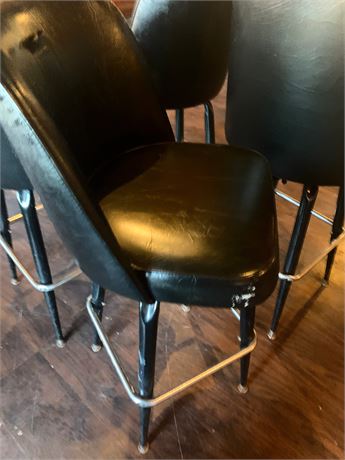 Black Swivel Bar stools W/Vinyl Bucket Seats & Metal Legs (Set of 4)
