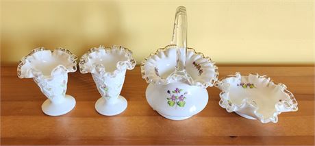 Signed Hand Painted Fenton Dishes