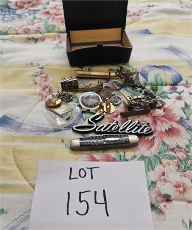 Men's Misc Lot- Case Pocket Knife, Timex Watch, Money Clips, Military Wings & Mo