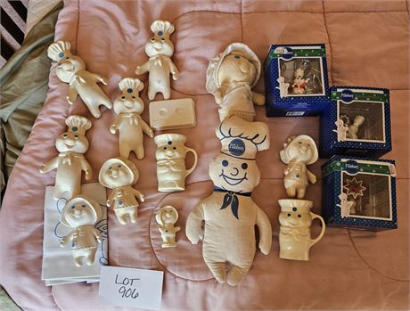 Mixed Pillsbury Dough Boy Collectors Lot - Plush, Ornaments, Cup & More