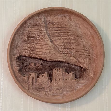 1987 Sandra Brue Western Pueblo 13" Decorative Wall Hanging