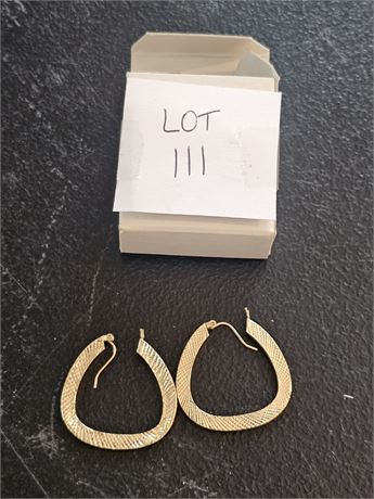 14K Gold Textured Hoop Earrings – 1.9 dwt