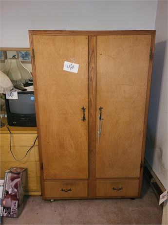 Large Wood Clothing Cabinet with Drawers