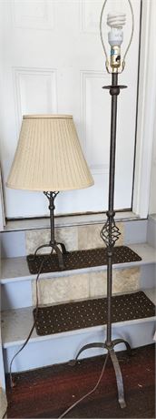 Matching Metal Floor & Table Top Lamp Set of 2