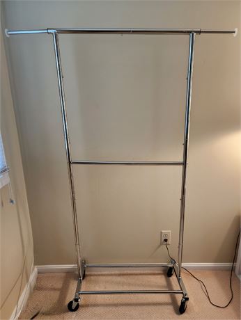 Metal Clothing Rack on Wheels~1