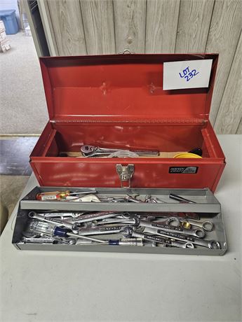 Handicraft Red Tool Box with Craftsman Wrenches & Socket Set