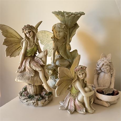 Decorative Resin Fairy Figurines - Tallest is 13"H