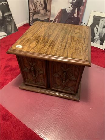 1970s Wooden End Table With Storage Cabinet