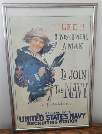 WWII Navy Recruitment Poster Woman WW2 World War Two