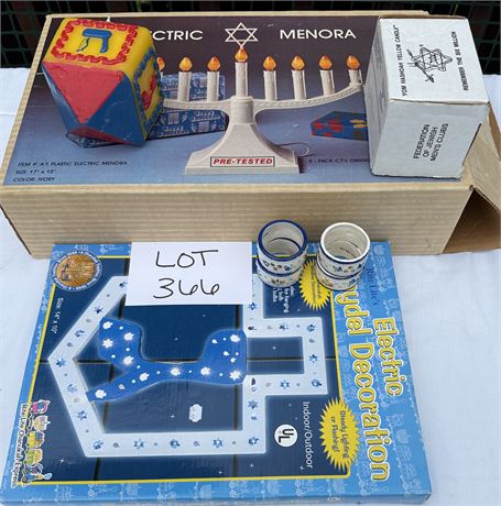 Hanukkah Decor Electric Menora, Electric Draydel, Candles