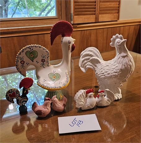 Mixed Rooster Decor Lot: Sizes & Makers Vary