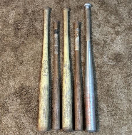 Collection of Old Wooden Baseball Bats