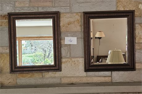 Matching Bronze Tone Wall Mirror Pair