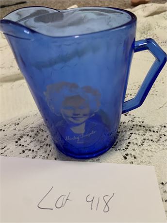 Cobalt Blue Colored Depression Glass Shirley Temple Creamer Pitcher