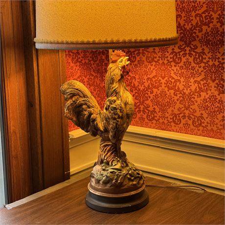 Tall Chalkware Rooster Lamp
