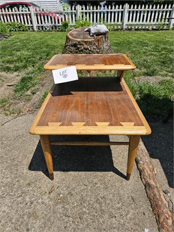 Vintage MCM Two-Tone Dovetail Wood End Table