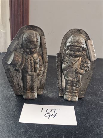 Anton Reiche Antique Bride & Groom 2-Piece Metal Chocolate Molds – 7"H each