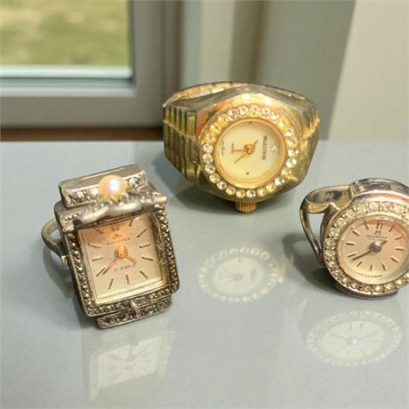 Vintage Ring Watch Lot - Two Bucherer One Majestron