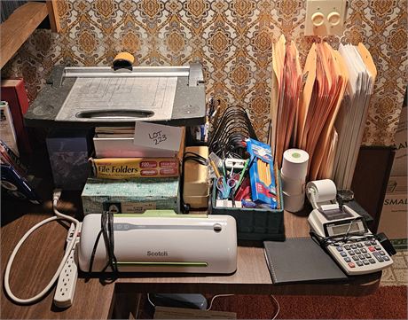 Office Supply Lot: Laminator, Calculators, Paper Cutter,File Folders & Much More