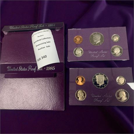 1984 & 1985 United States Mint Coin Proof Sets "S' Mark